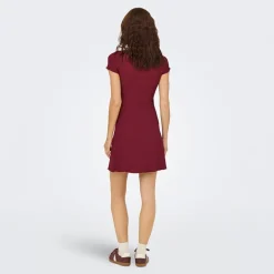 Only Damen Bill Kurzarm Kleid Ruby Wine