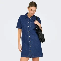 Only Damen Jeans Kleid Dark Blue Denim