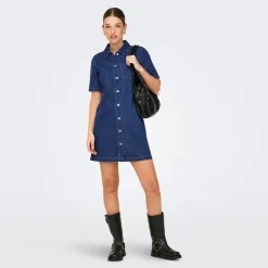 Only Damen Jeans Kleid Dark Blue Denim