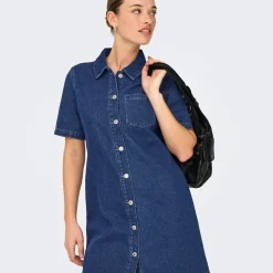 Only Damen Jeans Kleid Dark Blue Denim
