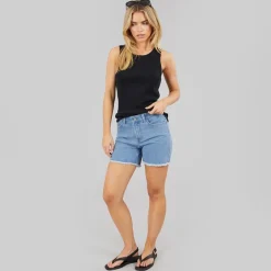 Only Damen Jeansshorts Mittel Blau Jeans