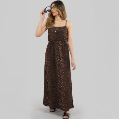 Only Damen Leo Print Kleid Schwarz