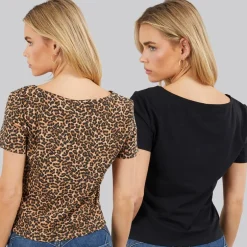 Only Damen Zwei Pack T Shirts Schwarz