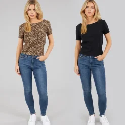Only Damen Zwei Pack T Shirts Schwarz