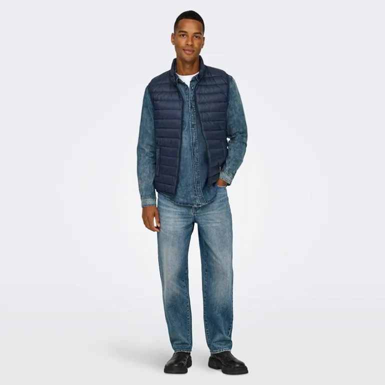 ONLY & SONS Herren Jeans mit geradem Bein Medium Blue Denim