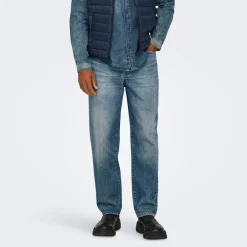 ONLY & SONS Herren Jeans mit geradem Bein Medium Blue Denim
