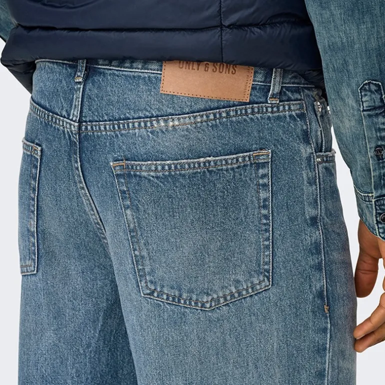 ONLY & SONS Herren Jeans mit geradem Bein Medium Blue Denim