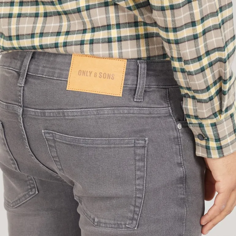 ONLY & SONS Herren Loom Slim Fit Jeans Grey Denim