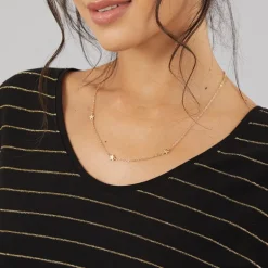 Pieces Damen Billo Lurex T Shirt Schwarz