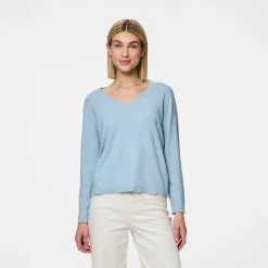 Pieces Damen Bree V Ausschnitt Pullover Cashmere Blue