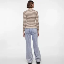 Pieces Damen Crista O Ausschnitt Gestrickter Pullover Fossil
