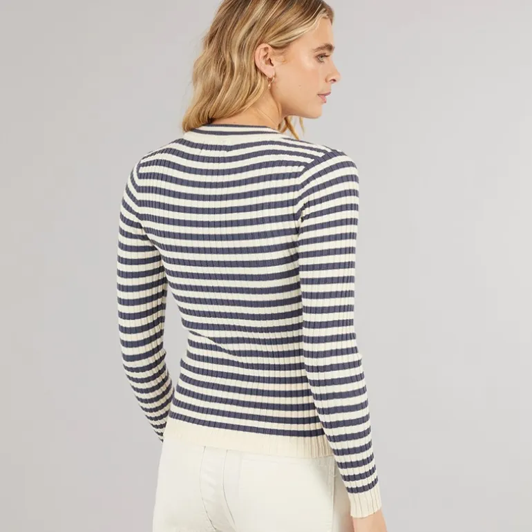 Pieces Damen Crista O Ausschnitt Gestrickter Pullover Ombre Blue