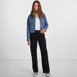 Pieces Damen Jeans Jacke Medium Blue Denim