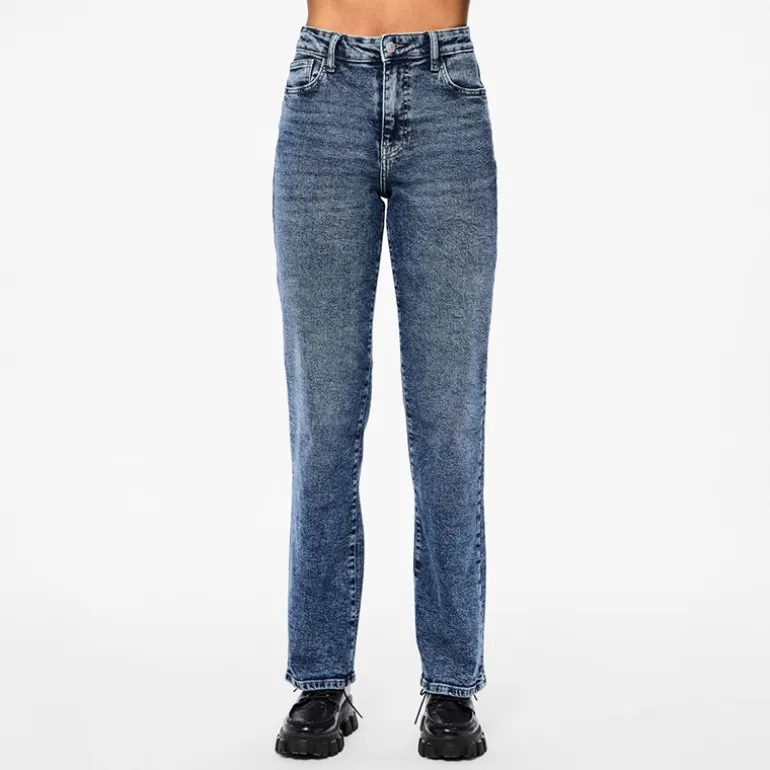 Pieces Damen Kelly Gerade Bein Jeans Medium Blue Denim