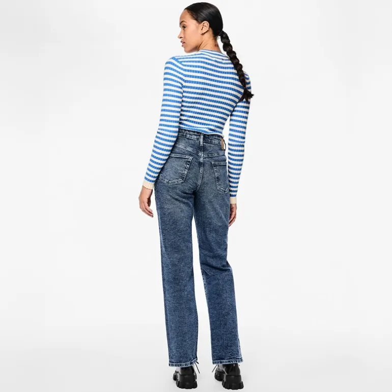 Pieces Damen Kelly Gerade Bein Jeans Medium Blue Denim