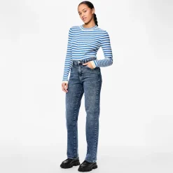 Pieces Damen Kelly Gerade Bein Jeans Medium Blue Denim