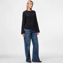 Pieces Damen Mira Strick Oberteil Schwarz