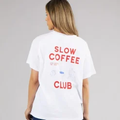 Pieces Damen Oversized Grafik T Shirt White Coffee
