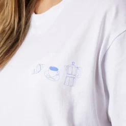 Pieces Damen Oversized Grafik T Shirt White Coffee