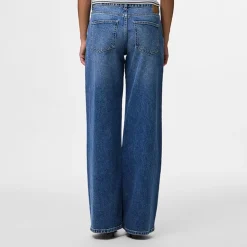 Pieces Damen Selma Weit Bein Jeans Medium Blue Denim