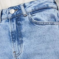 Pieces Damen Selma Weit Bein Jeans Light Blue Denim