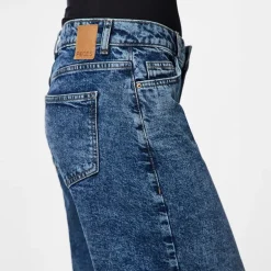 Pieces Damen Selma Weit Bein Jeans Medium Blue Denim
