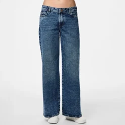 Pieces Damen Selma Weit Bein Jeans Medium Blue Denim