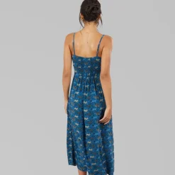Pieces Damen Slip Knöchel Kleid French Blue Leopards