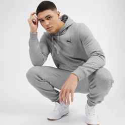 Puma Hoodie mit kleinem Logo in Mittelgrau meliert Herren