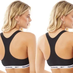 Reebok Damen Frankie Logo 2er-Pack Baumwoll-Bralettes Schwarz