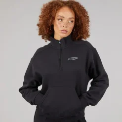 Reebok Damen Identität Energie Marke stolze Identität Schicht 1/2 Reißverschluss Schwarz