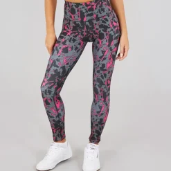 Reebok Damen ID Train AOP Hohe Taille Enge Leggings Schwarz/Bold Pink