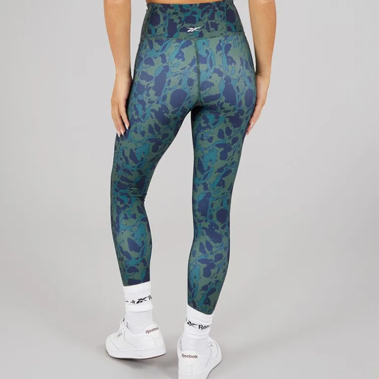 Reebok Damen ID Train AOP Hohe Taille Enge Leggings Escape Green