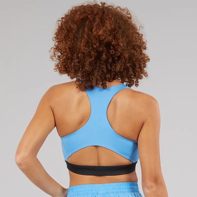 Reebok Damen ID Train Racer Leichter Halt Sport BH Top Recovery Blue