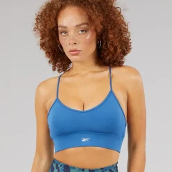 Reebok Damen ID Train Tri-Back Leichter Sport BH Top Twilight Blue
