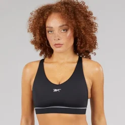 Reebok Damen Team Mittlere Unterstützung Sport BH Top Schwarz