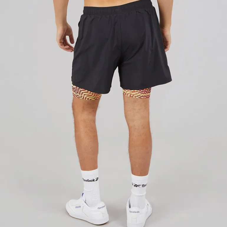 Reebok Herren Athlete Hype Zwei In Einem Shorts Schwarz/Electric Yellow