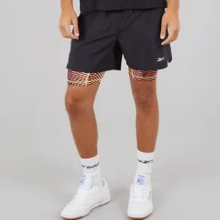 Reebok Herren Athlete Hype Zwei In Einem Shorts Schwarz/Electric Yellow