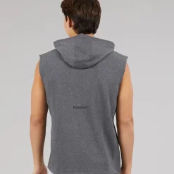 Reebok Herren Basketball Ärmellose Kapuzenpullover Dark Heather Grey