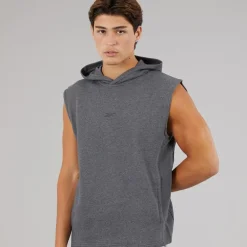 Reebok Herren Basketball Ärmellose Kapuzenpullover Dark Heather Grey