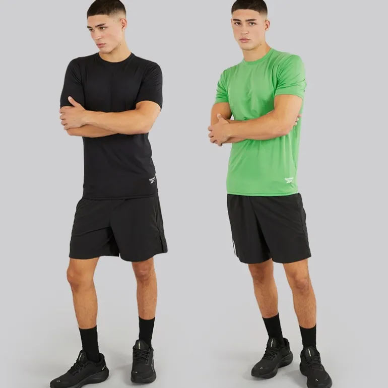 Reebok Herren Clyde Performance Zweierpack T Shirts Schwarz/Upgrade Grün