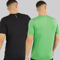 Reebok Herren Clyde Performance Zweierpack T Shirts Schwarz/Upgrade Grün