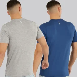 Reebok Herren Craig Performance Zweierpack T-Shirts Batik Blau/Grau Melange