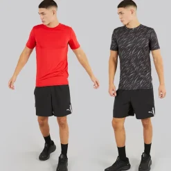 Reebok Herren Diallo Performance Zweierpack T-Shirts Schwarz Print/Rot