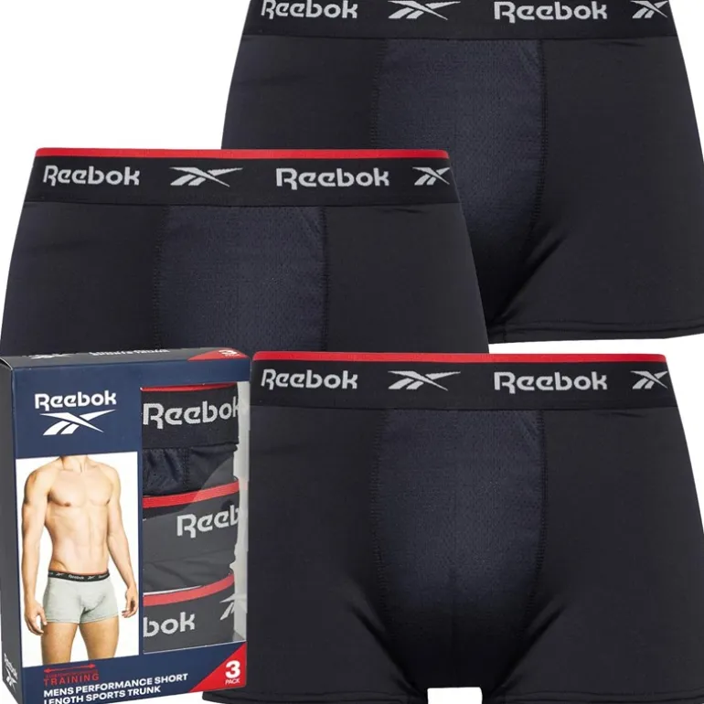 Reebok Herren Redgrave Performance Drei-Pack Shorts Trunks Schwarz