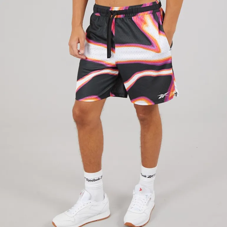 Reebok Herren Reebok Basketball Grafik 7 Zoll Transition Shorts Heat Wave