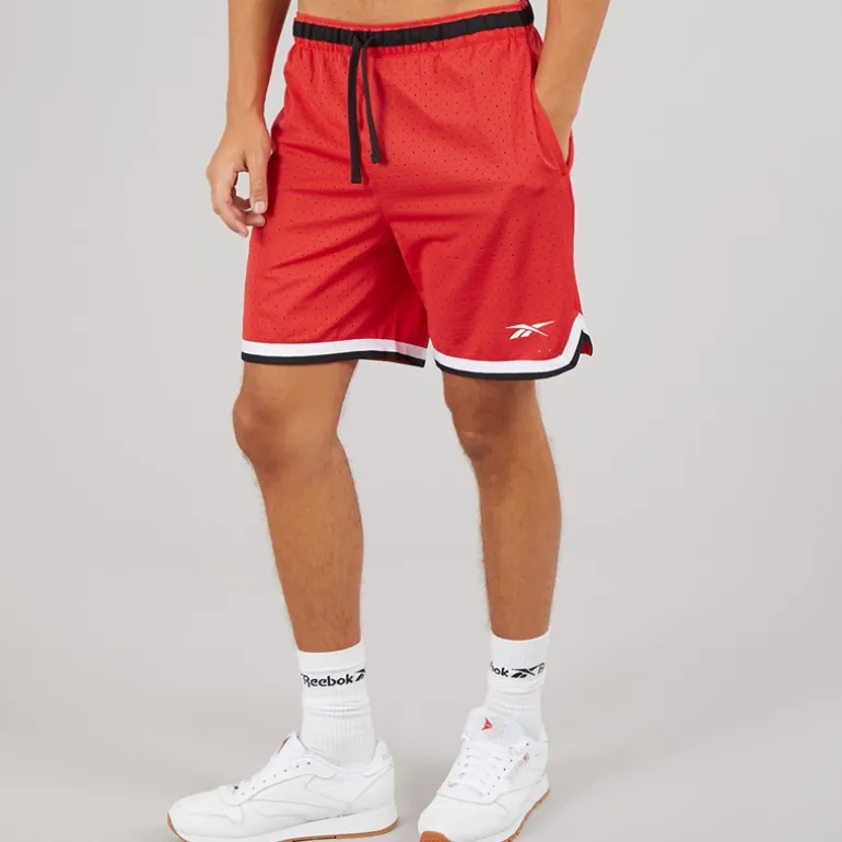 Reebok Herren Reebok Basketball 7 Zoll Transition Shorts Energy Red/Weiss