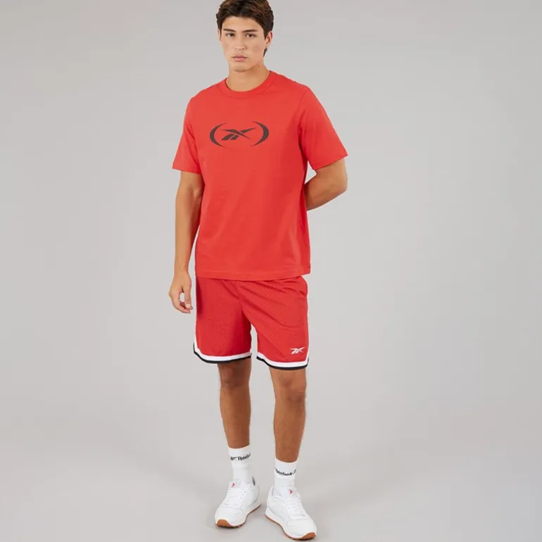 Reebok Herren Reebok Basketball 7 Zoll Transition Shorts Energy Red/Weiss