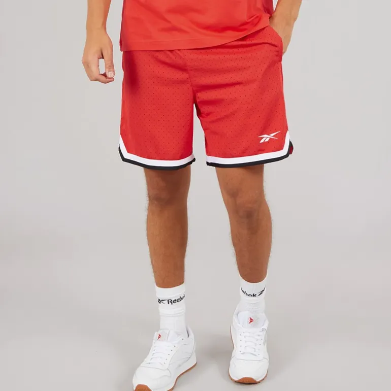 Reebok Herren Reebok Basketball 7 Zoll Transition Shorts Energy Red/Weiss