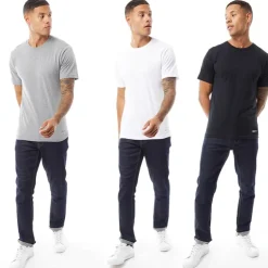 Reebok Herren Santo Drei Pack T-Shirts Schwarz / Grau Melange / Weiß